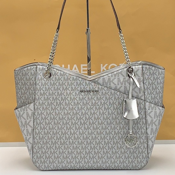 Michael Kors Jet Set Travel Large Chained Tote Shoulder Bag MK 
Silver

NWT - Picture 16 of 16